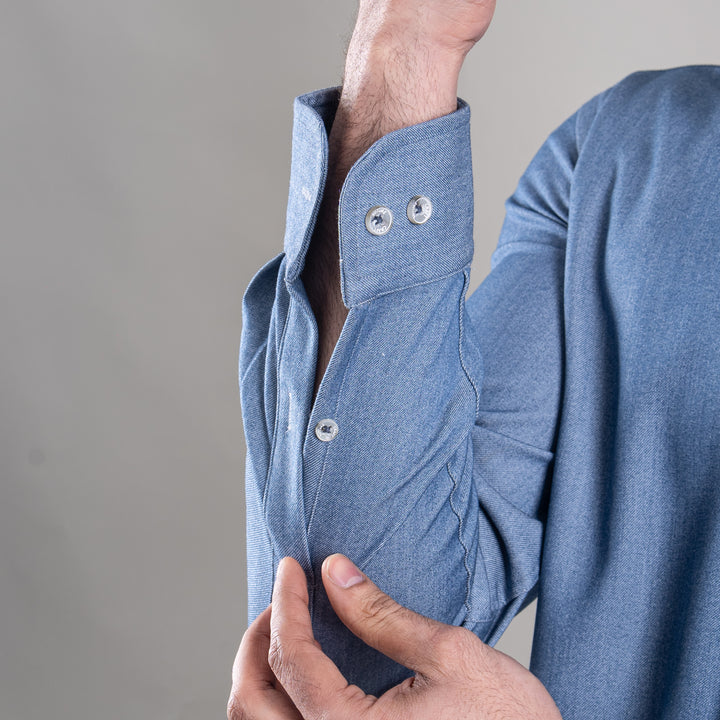 Suturee Craft Men’s Solid Denim Button-Down Collar Shirt