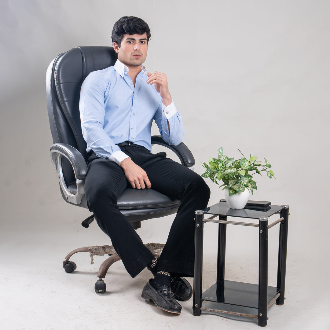 Suturee Craft Premium White Cuff & Collar Pure Cotton Shirt for Men