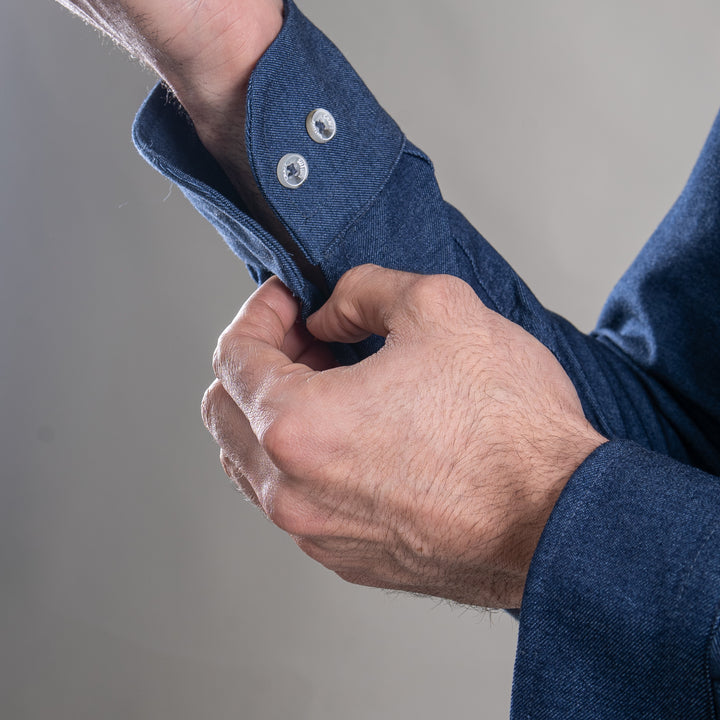 Suturee Craft Men’s Solid Denim Button-Down Collar Shirt