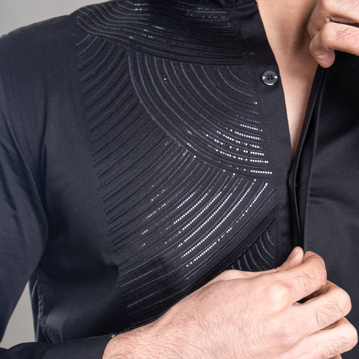 Suturee Craaft – Shimmer Curves club swarovski satin shirt