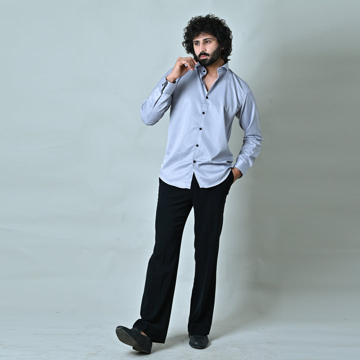 Suturee Craaft Satin Plain Party/Club Wear Shirt with cufflinks