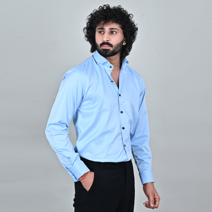Suturee Craaft Satin Plain Party/Club Wear Shirt with cufflinks