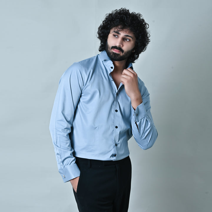 Suturee Craaft Satin Plain Party/Club Wear Shirt with cufflinks